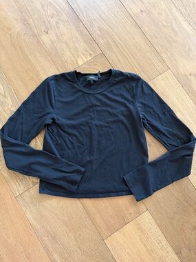 Theory Black Crewneck Long Sleeve Top